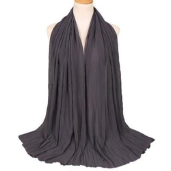 Large Size Women Solid Plain Pleated Chiffon Hijab Scarf Wraps Long