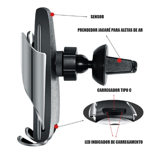 Suporte Carregador Sem Fio Indu Ao Sensor Qi Celular Abre Fecha