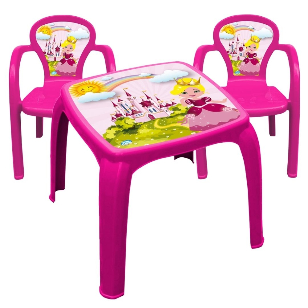 Mesa Infantil Cadeira Rosa Decorada Usual Utilidades Em