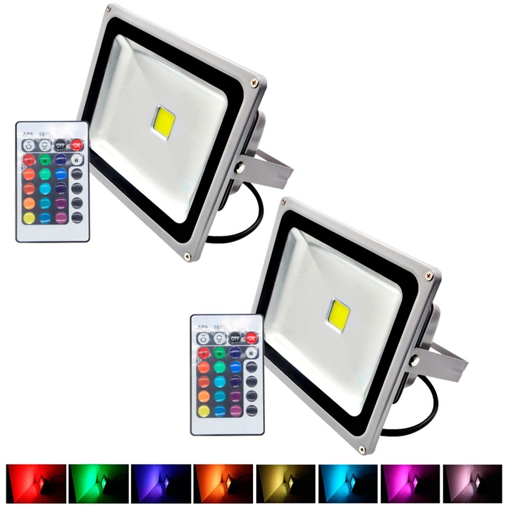 Kit 2 peças Holofote Refletor Super Led Duplo 100w Bivolt RGB