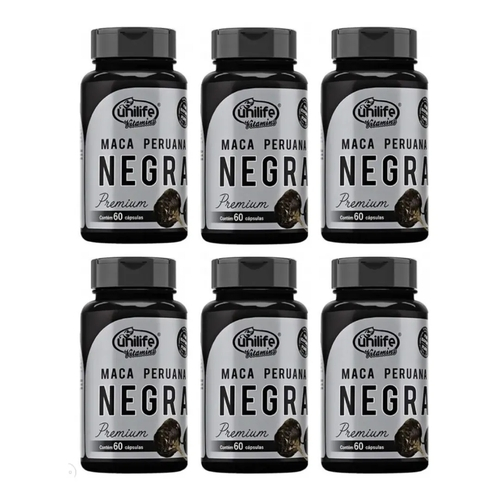 Kit 6 Maca Peruana Negra Premium 60 Cápsulas Unilife em Promoção