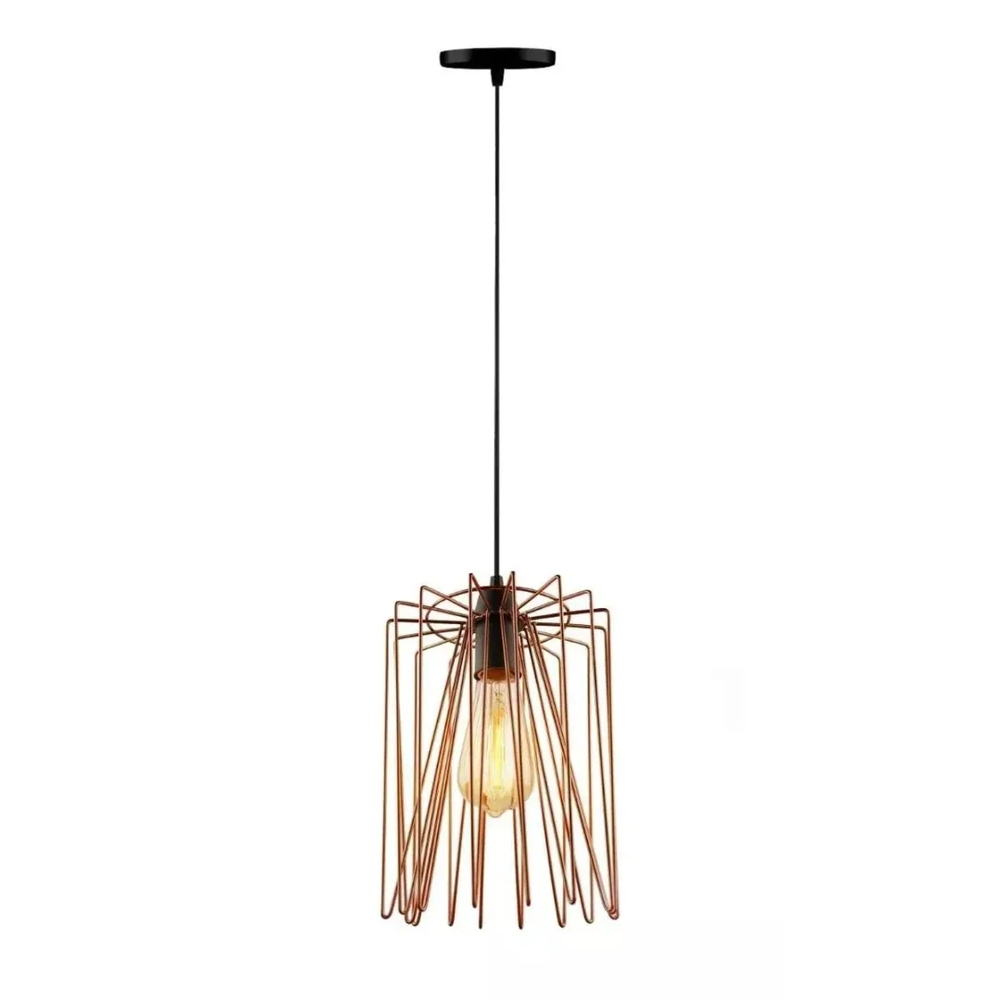 Lustre Pendente Aramado Spider Cobre Design Moderno Soquete E Em