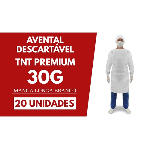 Kit Aventais Descart Veis Tnt Premium G Manga Longa Branco Em