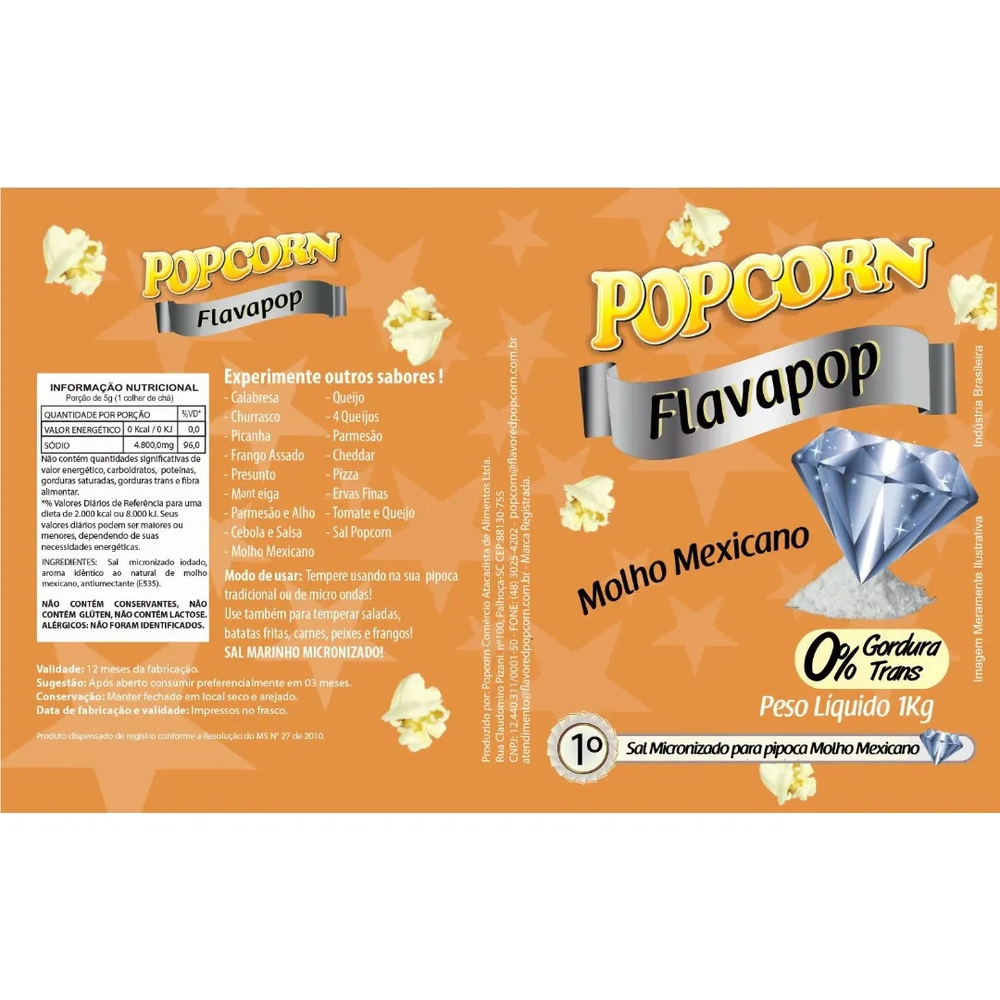 FLAVAPOP Molho Mexicano Micronizado Popcorn Pct 1kg em Promoção