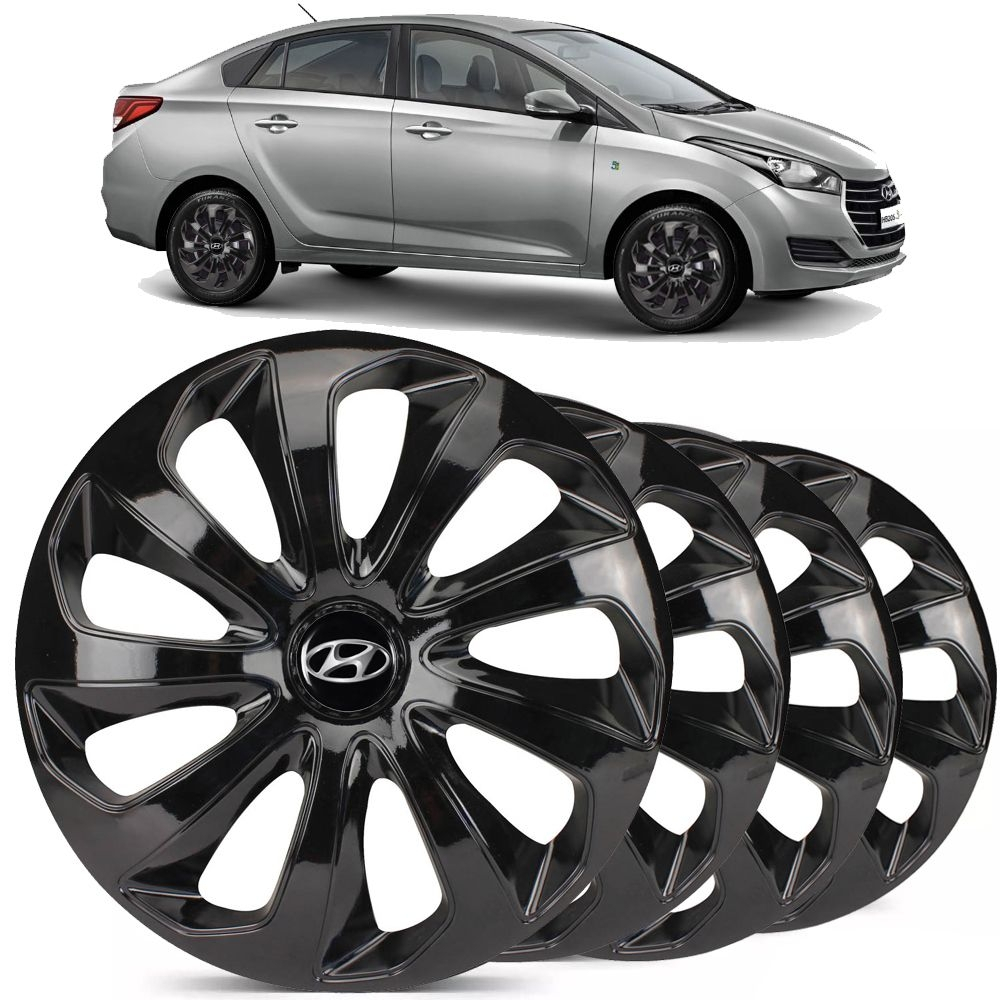 Jogo Calota Esportiva Aro Velox Black Emblema Hyundai Hb Hb