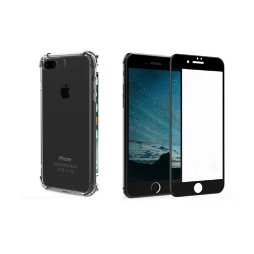 Kit Capa Anti Impacto Pel Vidro D Para Iphone Plus Plus Preta Em