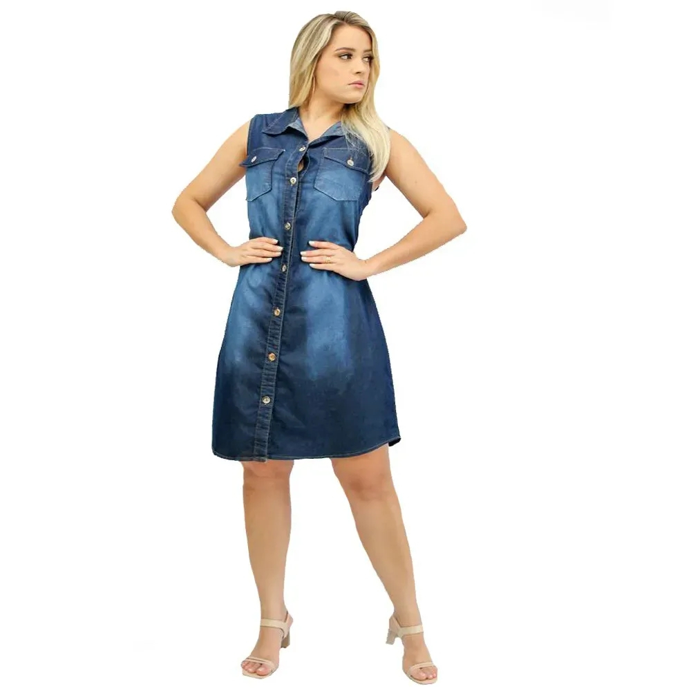 Vestido Jeans Sem licra Plus Size Curto 38 ao 50 2 em Promoção