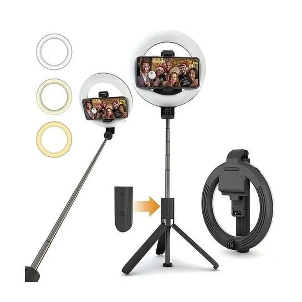 Ring Light Polegadas Iluminador Trip Controle Bluetooth Bast O