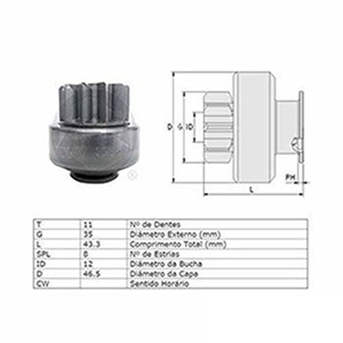 Bendix Motor Partida Duratec Dentes Zen Cod Ref Ecosport Focus Em