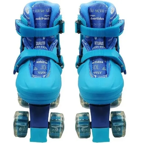 Patins Ajustavel Rodas Paralelas Luz P Azul Unik Toys