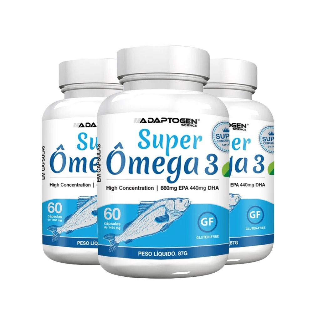 3x Super Omega 3 1000mg 60 Capsulas Adaptogen Submarino