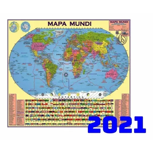 Mapa Mundi Politico Escolar Poster Geografia Mundo Globo Submarino