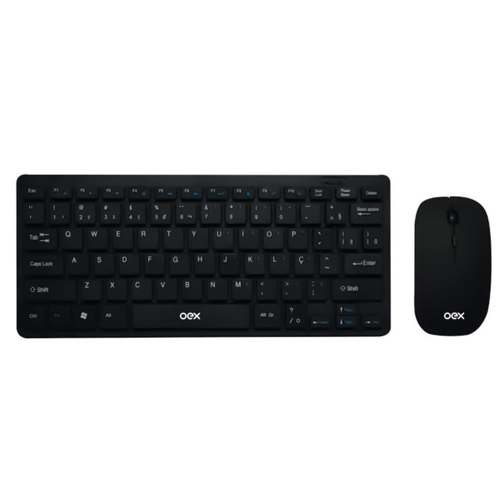 Kit Teclado e Mouse Sem Fio Ultra Slim Preto OEX em Promoção