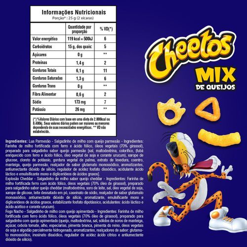 Salgadinho De Milho Sortido Mix De Queijos Elma Chips Cheetos Pacote