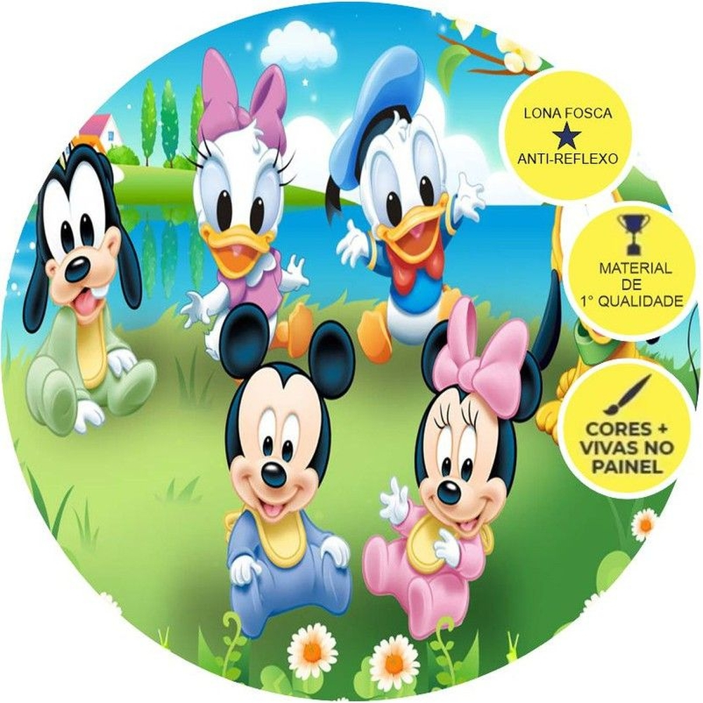 Painel Redondo Em Lona Fosca Medindo X Baby Disney Em