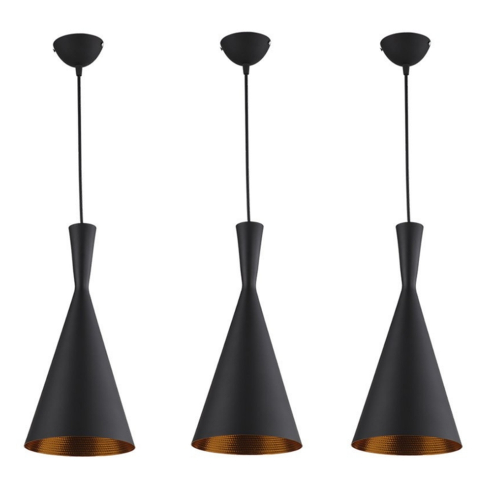 Kit 3 Luminária Pendente Tom Dixon Funil Preto cobre Favorita em