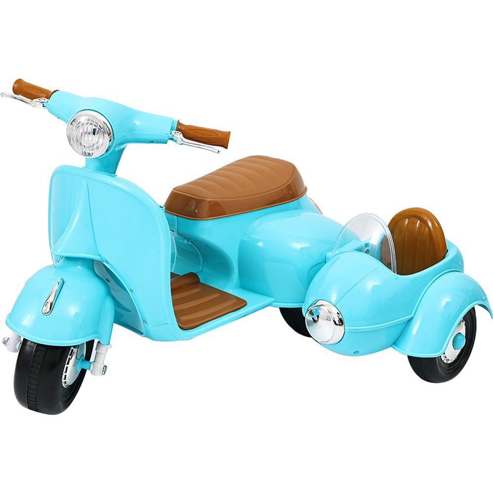 Moto Elétrica Infantil Sidecar Banco de Carona Azul 6V brink