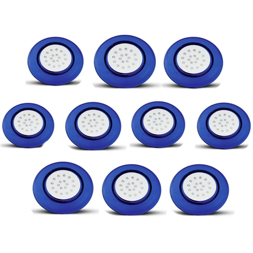 Kit 10 Luminárias de Piscina 12v 18w 125mm Ip68 Led Azul Corpo Azul em