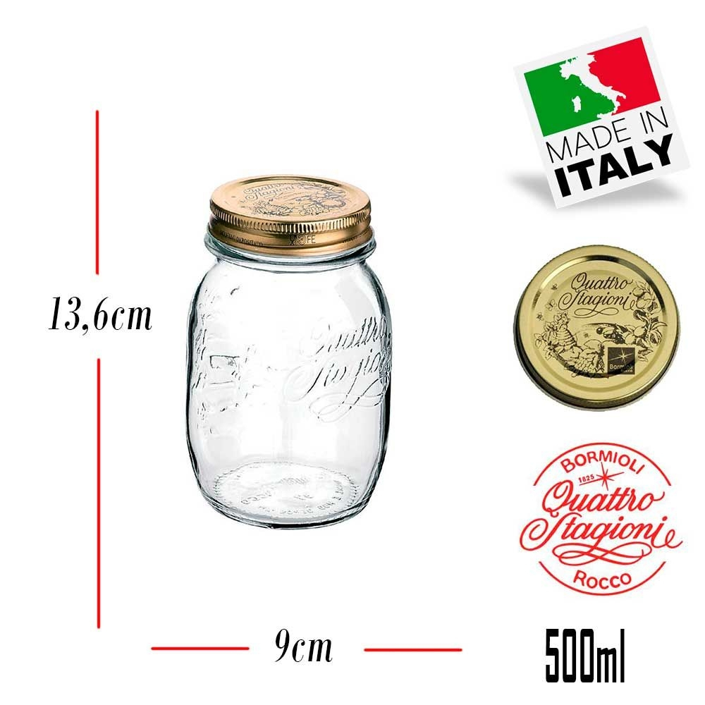 Pote Quattro Stagioni 500ml de vidro hermético Bormioli Rocco para