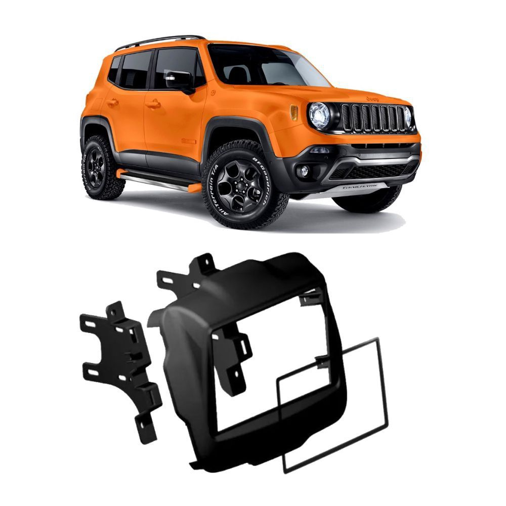 Moldura Aparelho De Som Central Painel Dvd 2 Din Jeep Renegade Preto