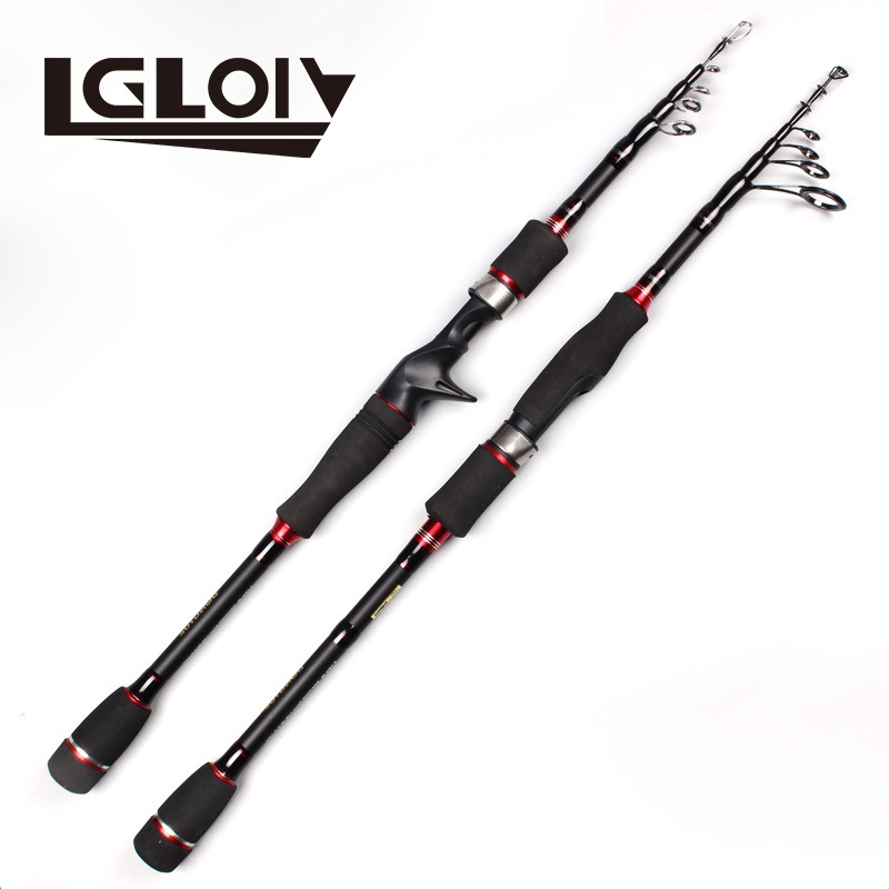 LGLOIV 1 8M 2 7M Portable Carbon Fishing Rod Handle Straight Handle