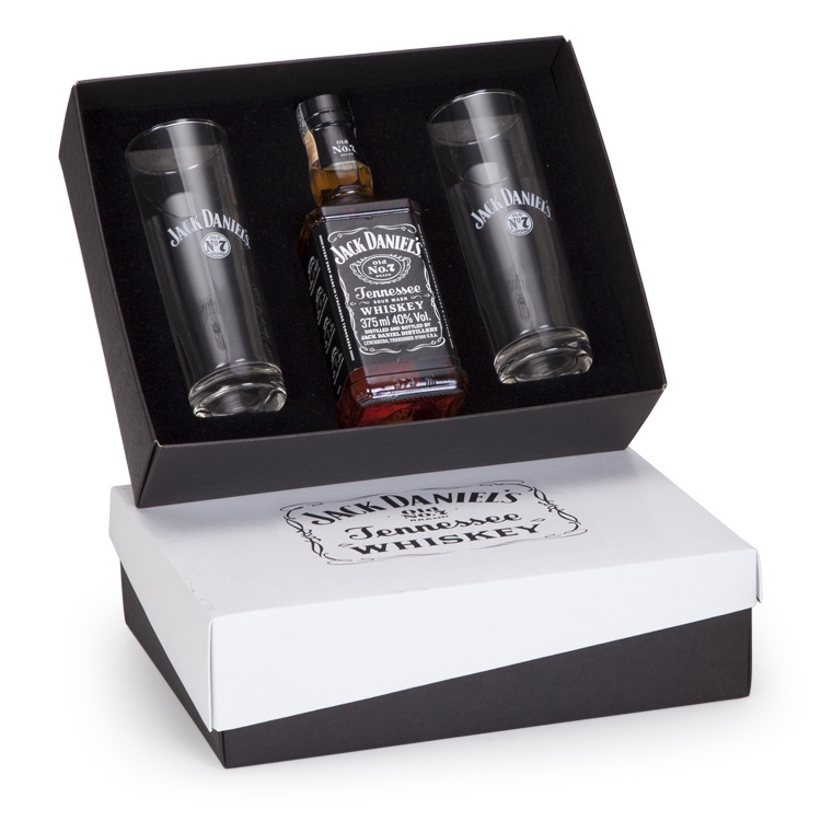 Kit Whisky Jack Daniel S 375ml 2 Copos Personalizados Long Drink