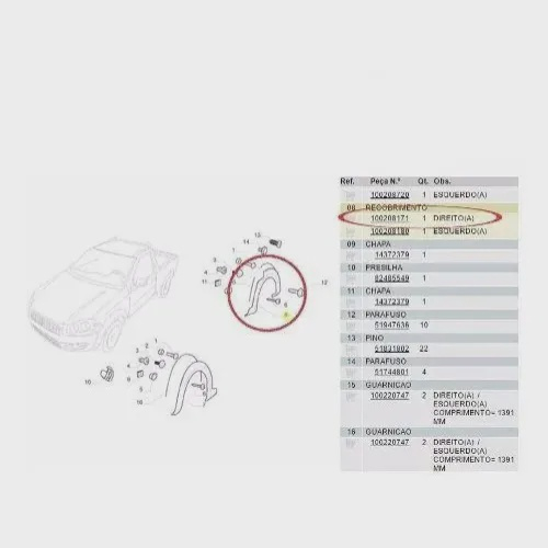 Moldura Paralama Traseiro Lado Direito Strada Work Em