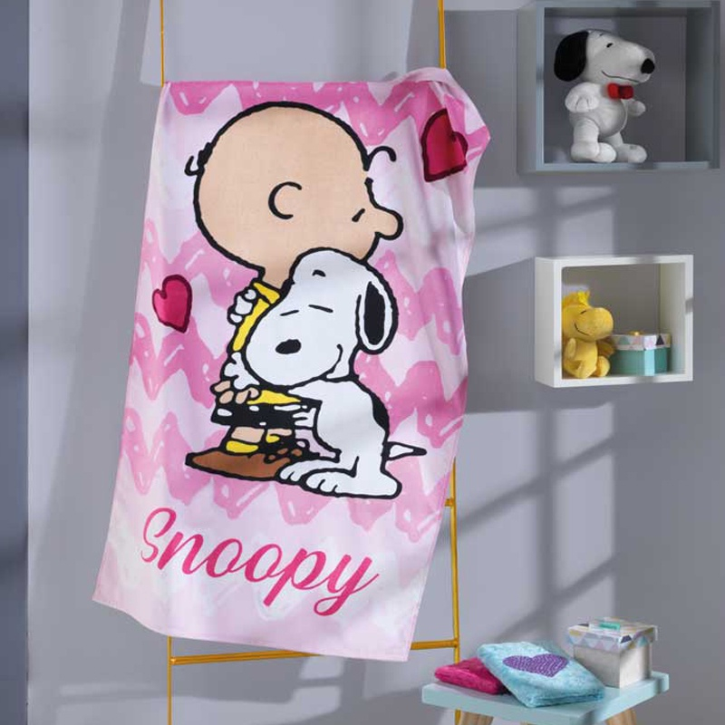 Toalha de Praia Velour Infantil Snoopy Dohler 70x130cm em Promoção