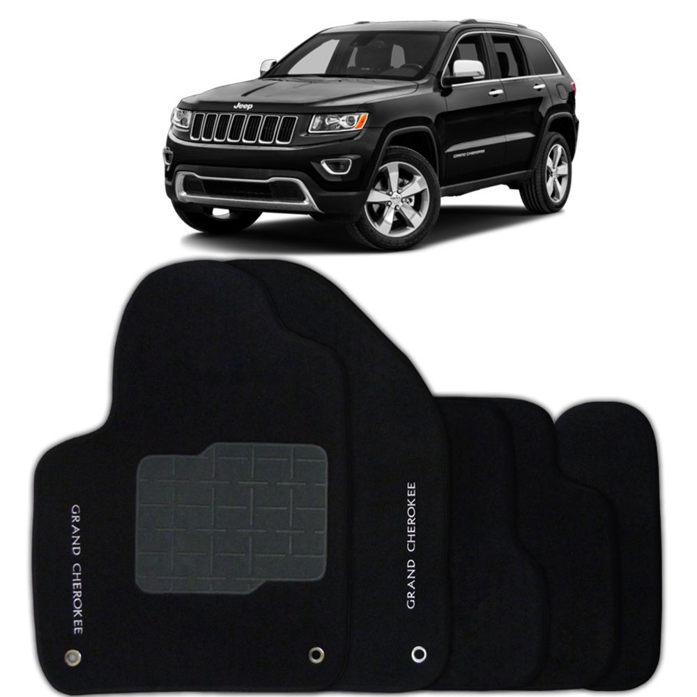 Tapete Carpete Jeep Grand Cherokee Preto Personalizado Logo Bordado