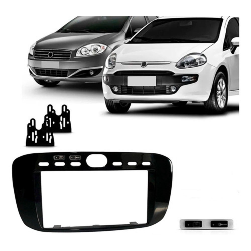 Moldura Painel 2 Din Mp5 Fiat Punto 13 Linea 15 Black Piano em Promoção