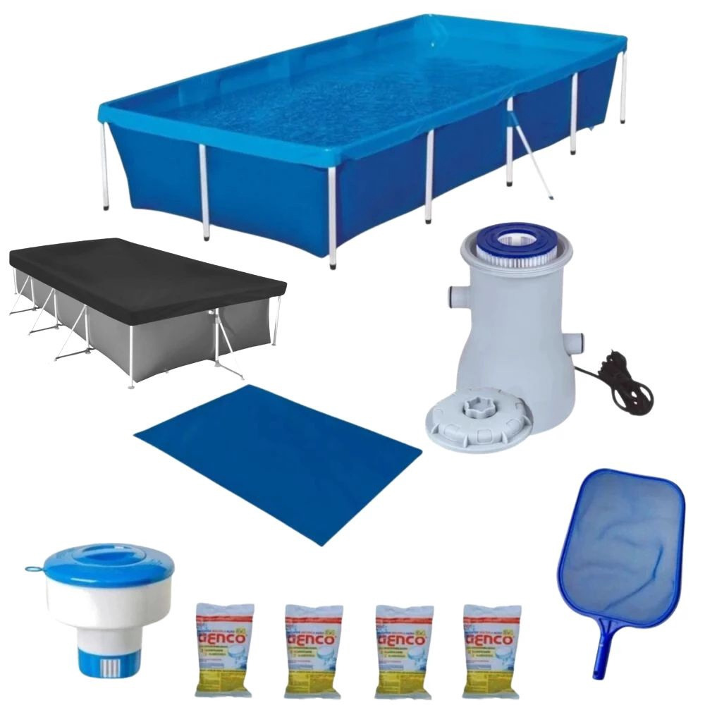 Kit Piscina 3000 L Capa Forro Filtro 110v Cloro Peneira