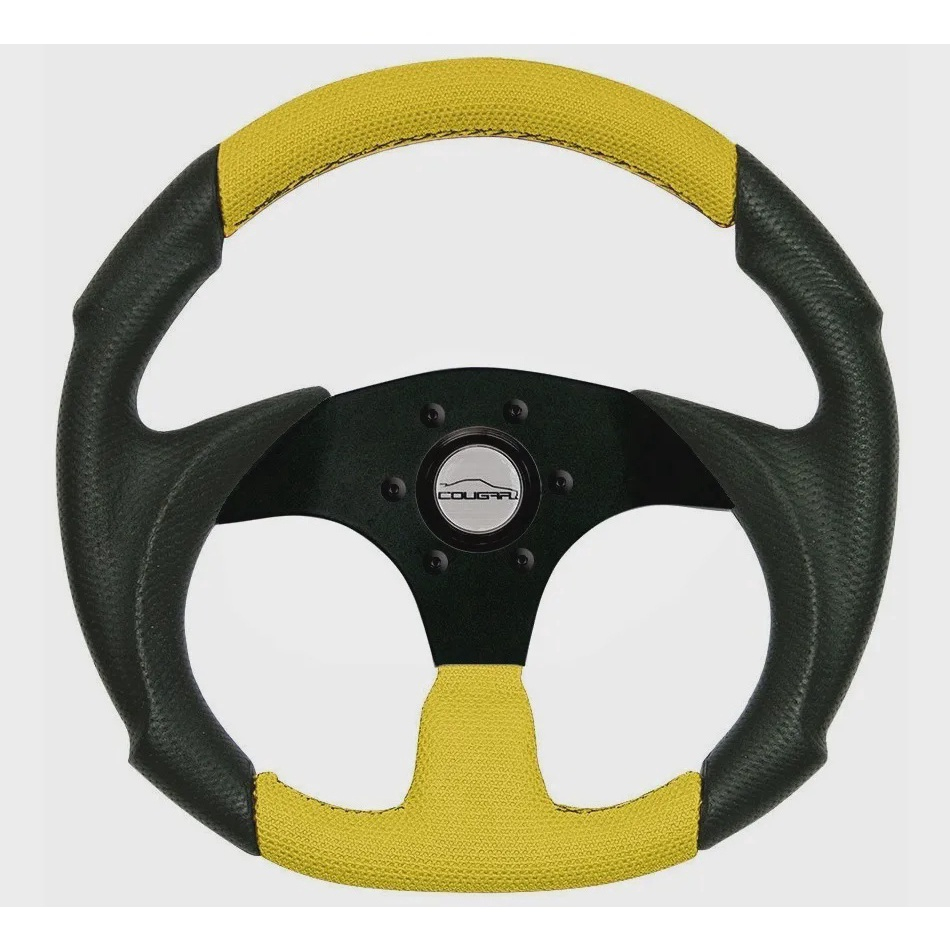 Volante Amarelo Black 33 Cm Cubo Para Buggy Fusca Brasilia Todos De