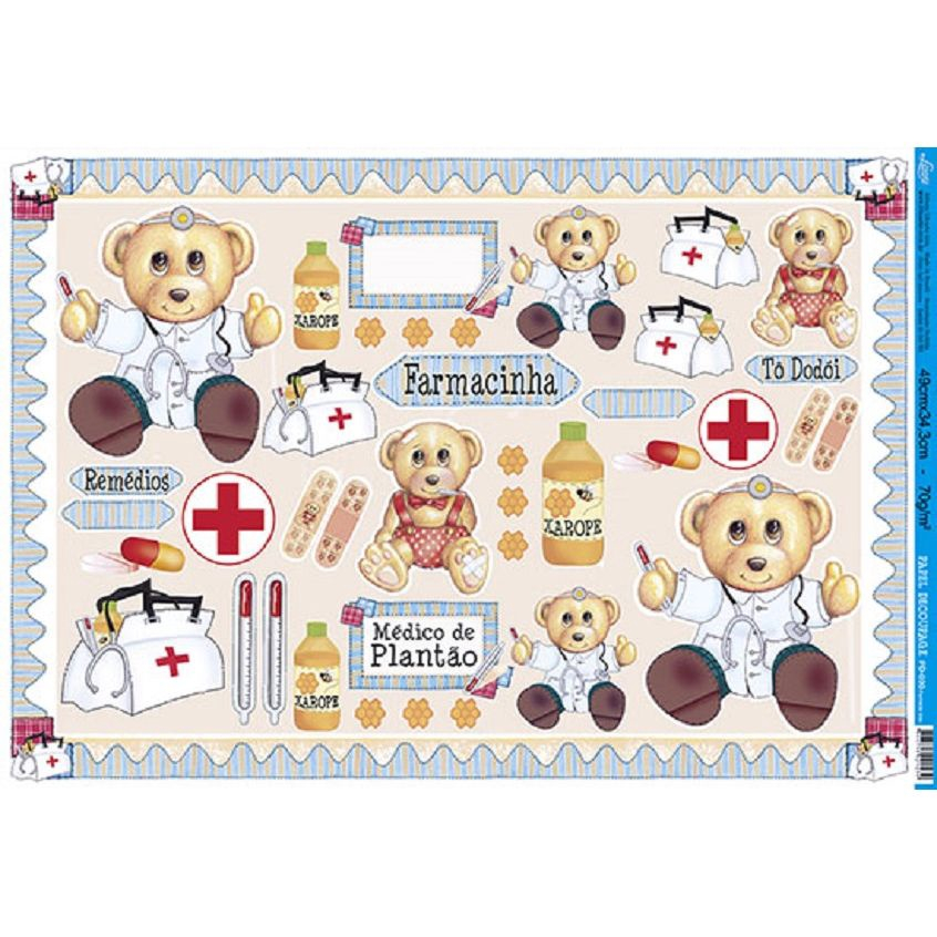 Papel Decoupage Pd Farmacinha E Urso X Litoarte No Shoptime