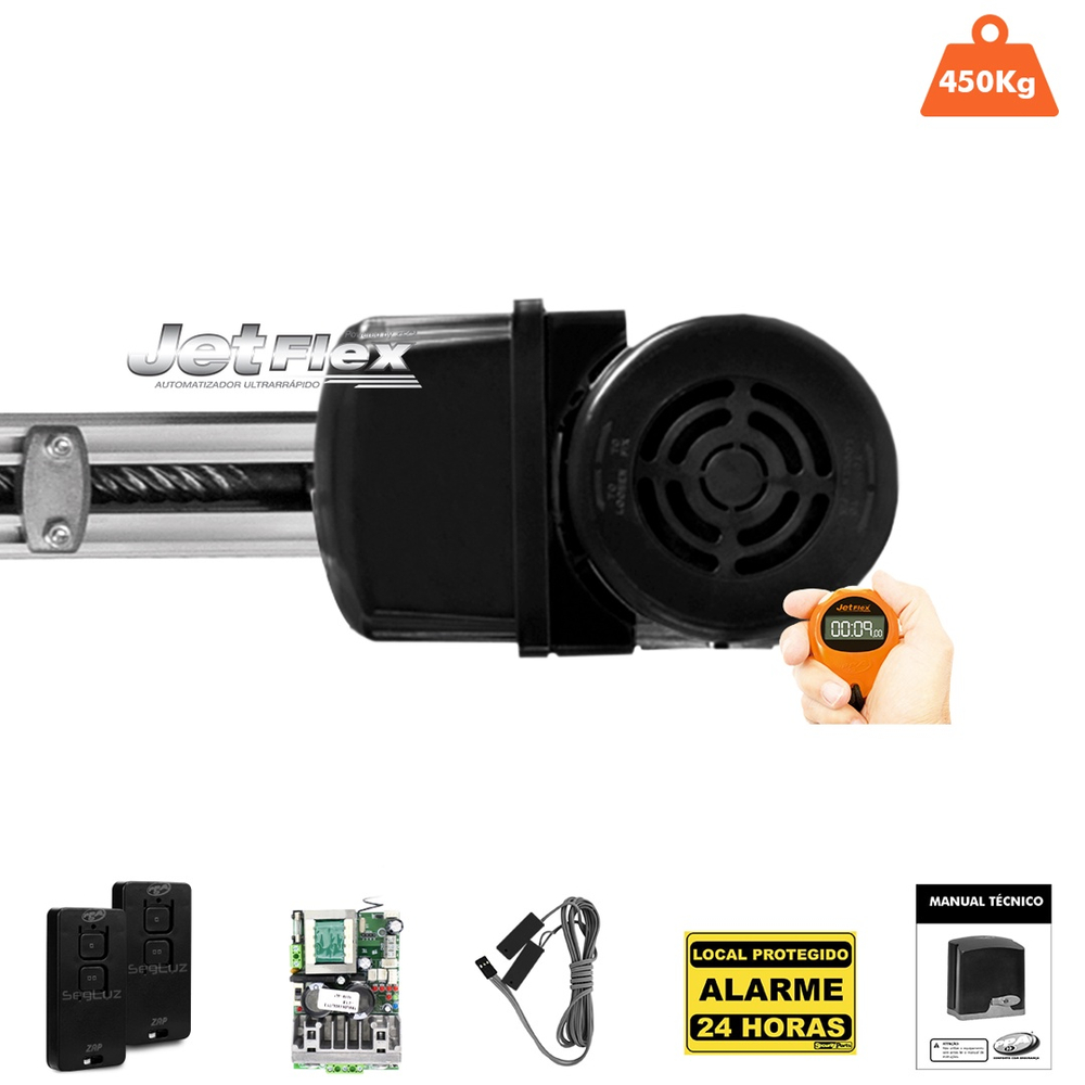 Kit Motor ppa Dz de Fuso df Predial Jet Flex Trilho 3mts Portão 450Kg