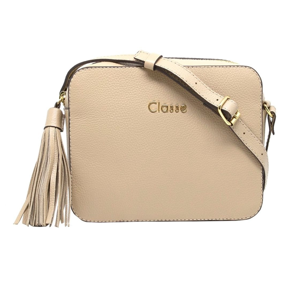 Bolsa Classe Couro Feminina Transversal Cb Nude Em Promo O Na