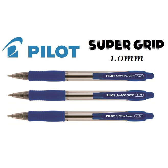 Caneta Esferográfica Azul Pilot Super Grip 1 0 Kit 3 Submarino