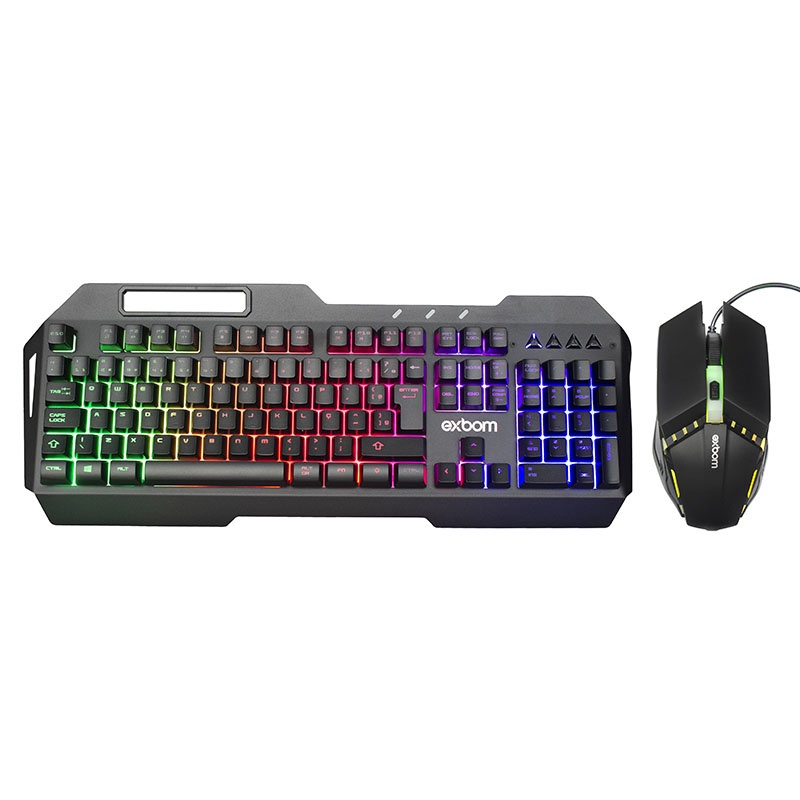 Kit Gamer Teclado E Mouse Acabamento Metal Suporte Celular Submarino