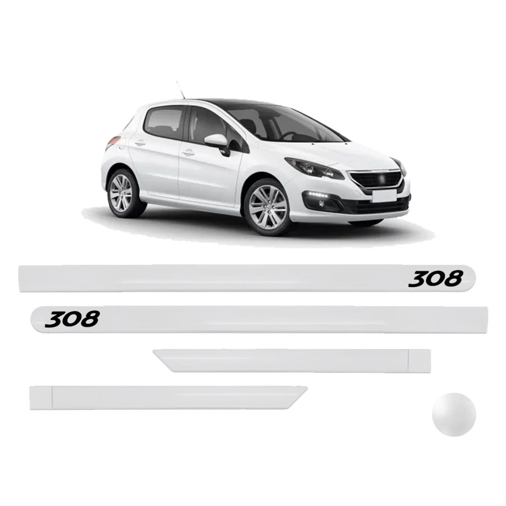 Jogo Friso Lateral Porta Peugeot 308 Branco Banquise Submarino