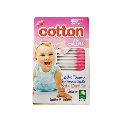 Hastes Flexiveis Cotton Line Baby Care Girl 75 Unidades No Shoptime