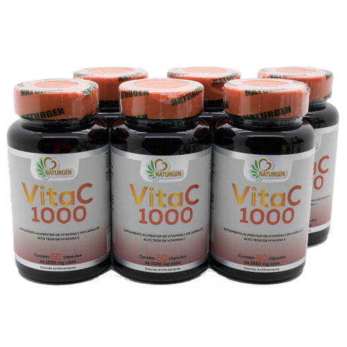 6x Vitamina C 1000mg Vita C 1000 Naturgen 60 Capsulas em Promoção