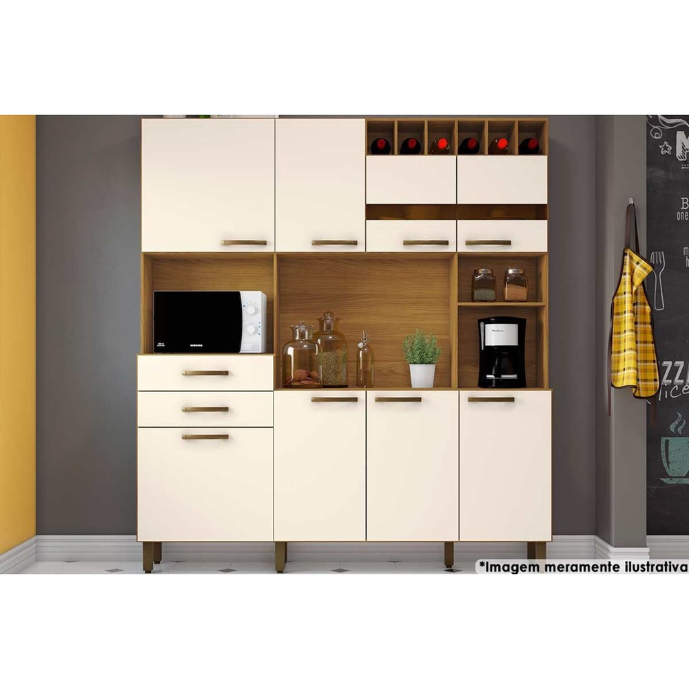 Kit De Cozinha Compacta Henn Briz B121 8 Portas Nature Off White Em