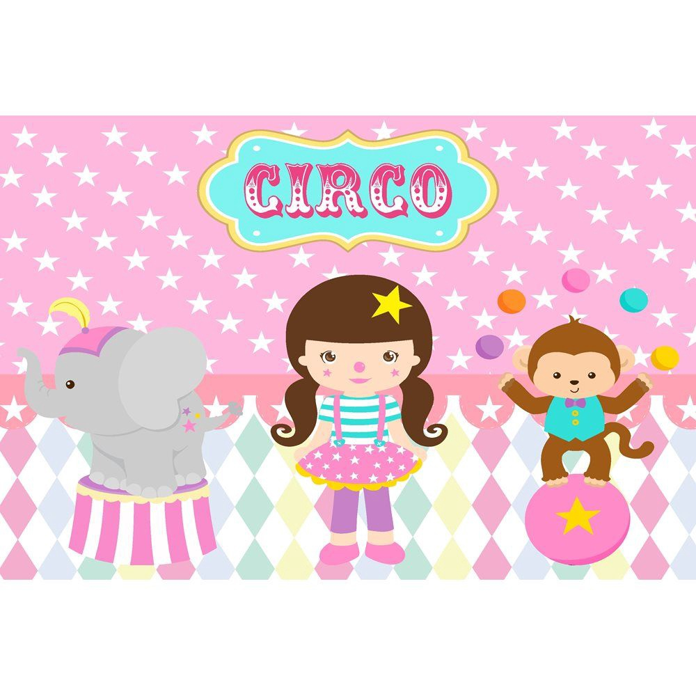 Painel De Lona Circo Rosa Menina E Animais X Cm Em Promo O