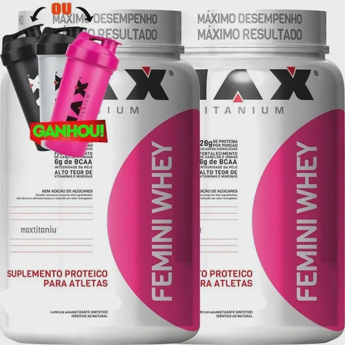 Kit Massa Muscular Mulher X Femini Whey Max Titanium Em Promo O