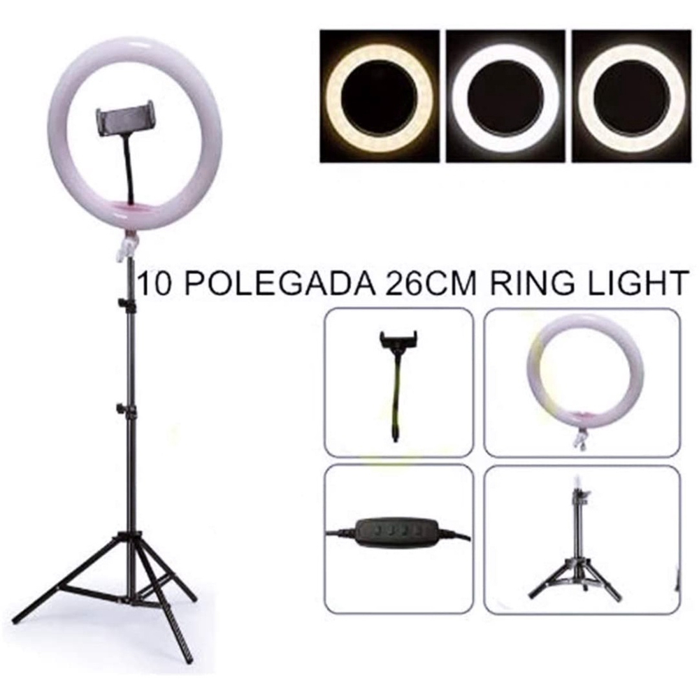 Ring Light Iluminador Portátil 26cm Tripé 2m Submarino