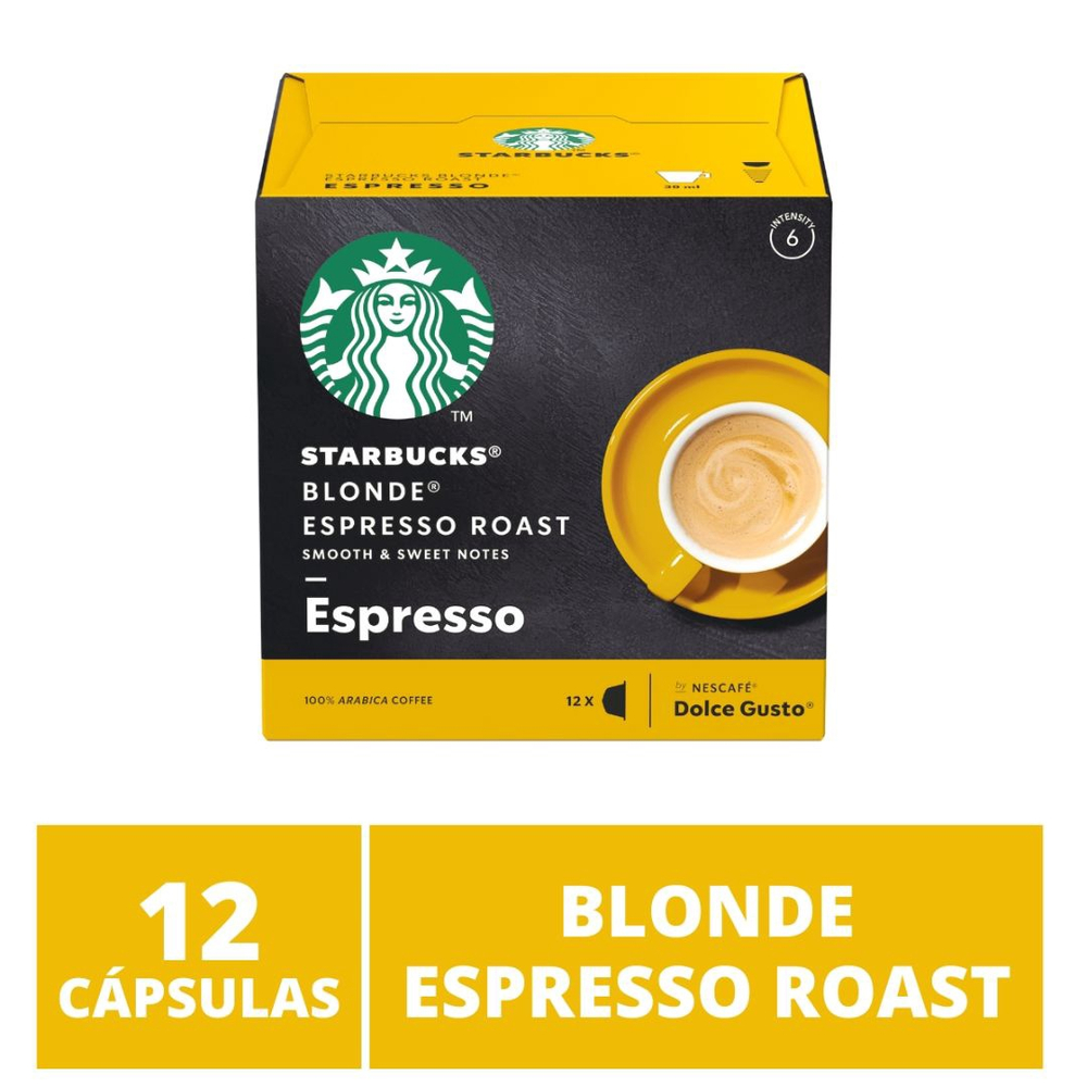 12 Cápsulas Dolce Gusto Starbucks Café Blonde Espresso Roast Submarino