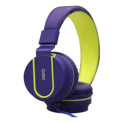 Fone De Ouvido Headset C Microfone Hs107 Fluor Oex Teen Azul Em