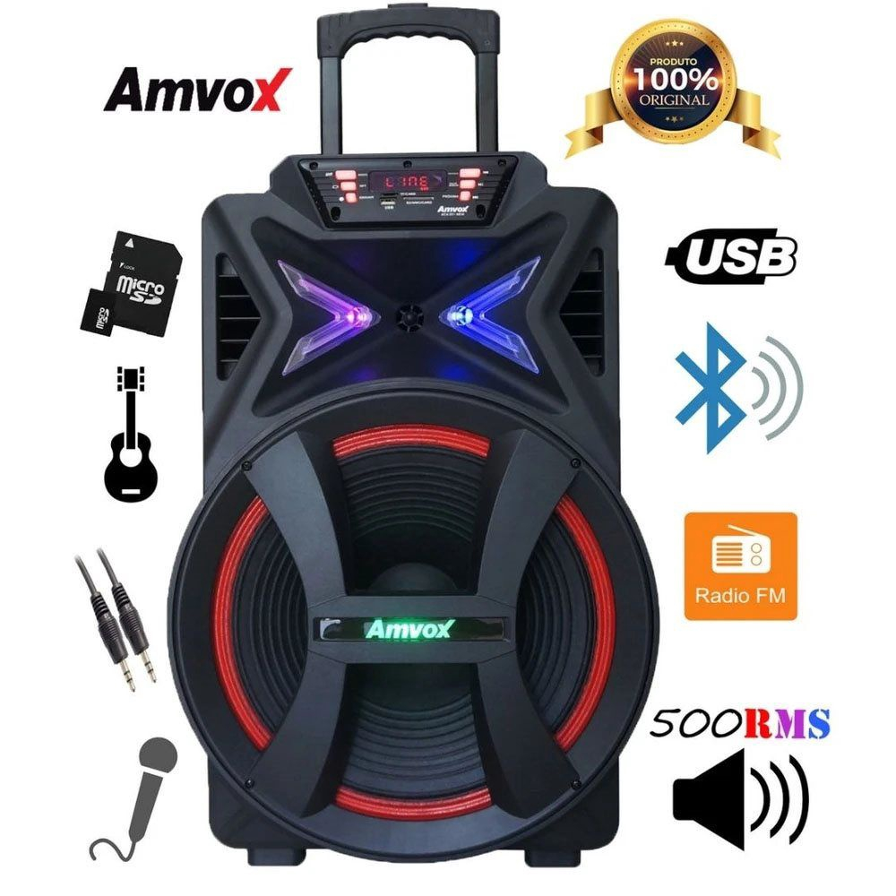 Caixa De Som Amplificada Aca New X Amvox W Bluetooth R Dio Fm