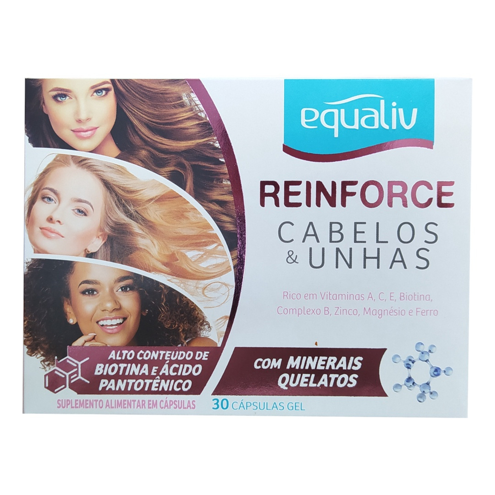 Reinforce Biotina Cabelos E Unhas 30 Cápsulas Equaliv em Promoção