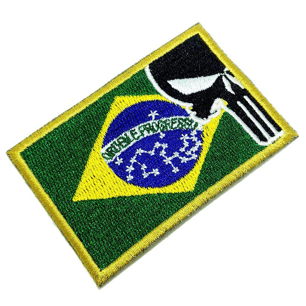 Bandeira Brasil Justiceiro Patch Bordado Para Uniforme Boné em Promoção