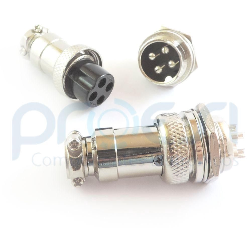 Conjunto De Conector Circular Mike Ls 3003 Ls 3010 4 Vias Macho E